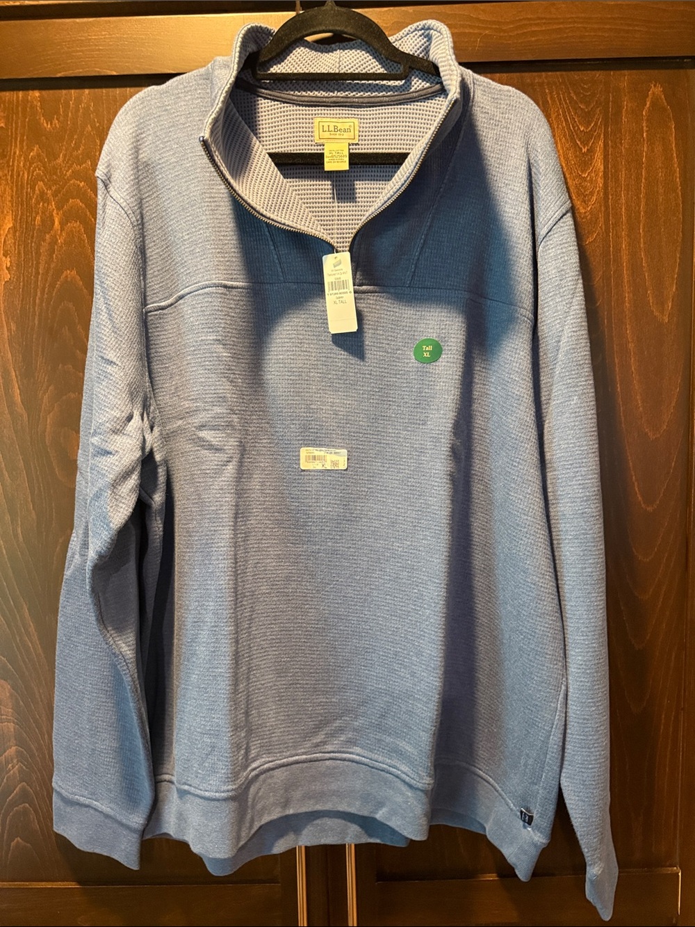 NWT L.L. Bean Men’s Light Blue Half-Zip Pullover Sweater Size XL Tall